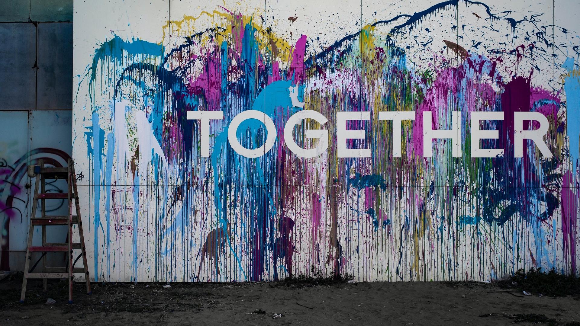 Standing Together, paint on wall